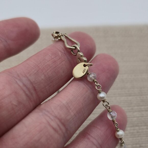 38 Inch Sterling Silver Large Genuine Pearl Long Necklace B499 - Picture 6 of 9